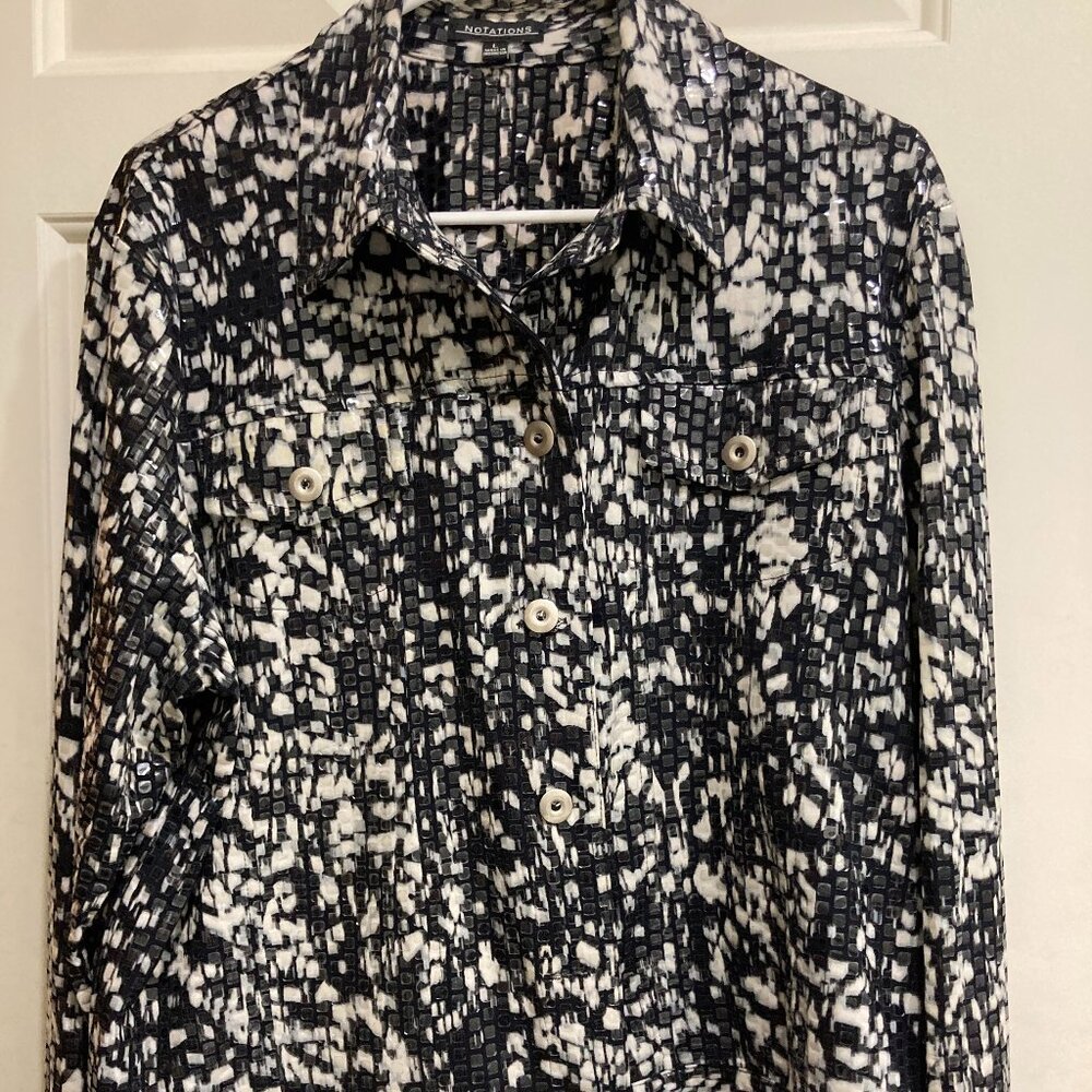 Notations Black & White Clear Sequins Jacket